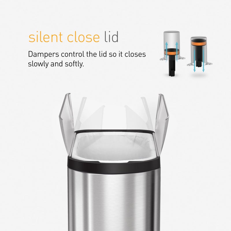 simplehuman 18 Liter / 4.8 Gallon Butterfly Lid Kitchen Step Trash Can, Brushed Stainless Steel - Image 3